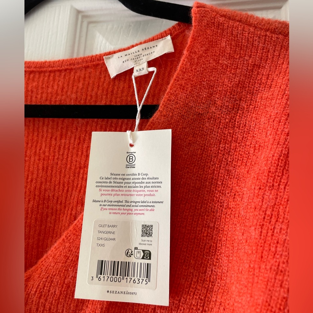 Sézane Barry Cardigan NWT in Tangerine XXS - Picture 5 of 9